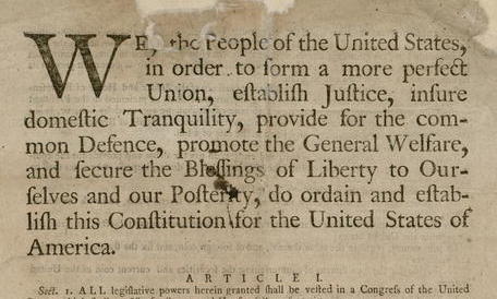 Preamble_detail_from_Library_of_Congress_Dunlap_&_Claypoole_original_printing_of_the_United_States_Constitution,_1787 For Independence Day 2024 Blog Post
